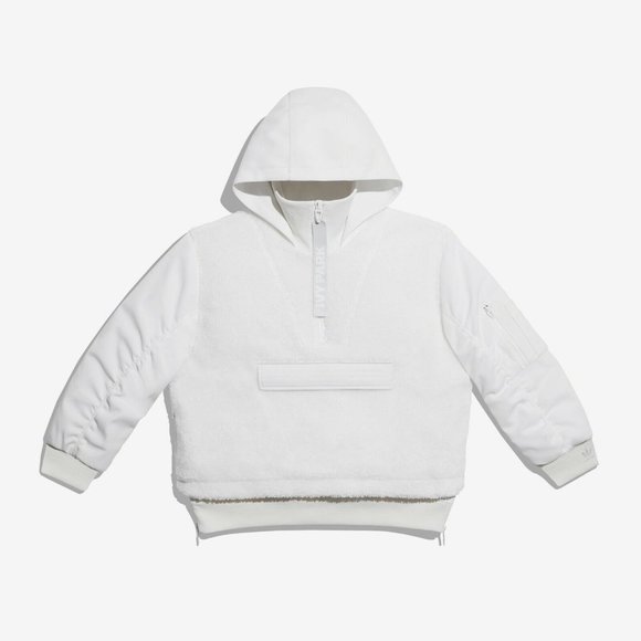 Adidas IVY PARK  Unisex White 1/2 Zip Quilted Sherpa Jacket FREE SHIPPING H18974 - Picture 2 of 9